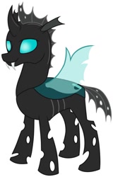 Size: 714x1119 | Tagged: safe, artist:sweethearttarot, oc, oc only, oc:blister, species:changeling, bug shell, changeling oc, curved horn, insect wings, shell, simple background, solo, white background