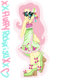 Size: 1024x1229 | Tagged: safe, artist:xxfluffypachirisuxx, character:fluttershy, episode:life is a runway, equestria girls:legend of everfree, g4, my little pony: equestria girls, my little pony:equestria girls, camp fashion show outfit, clothing, dress, female, simple background, solo, transparent background
