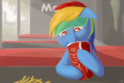 Size: 6000x4000 | Tagged: safe, artist:madgehog, character:rainbow dash, species:pony, coca-cola, cute, drink, drinking, fast food, female, food, mare, mcdonald's, solo