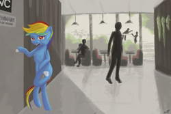 Size: 6000x4000 | Tagged: safe, artist:madgehog, character:rainbow dash, angry, fast food, food, grumpy, need to pee, omorashi, open mouth, out of order, potty dance, potty time, trotting in place