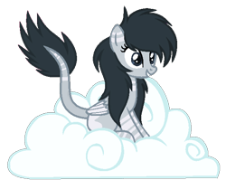 Size: 579x462 | Tagged: safe, artist:crystalponyart7669, base used, oc, oc:wave splash, species:pegasus, species:pony, cloud, female, grin, hooves, mare, on a cloud, simple background, sitting, sitting on a cloud, smiling, solo, transparent background, wings