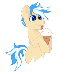 Size: 2400x2500 | Tagged: safe, artist:kiwiscribbles, oc, oc only, oc:vanilla daze, food, heart eyes, ice cream, simple background, solo, tongue out, transparent background, wingding eyes