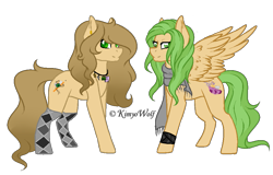 Size: 955x610 | Tagged: safe, artist:kimyowolf, oc, oc only, oc:curiosa dream, oc:kimmy, species:earth pony, species:pegasus, species:pony, clothing, female, mare, palette swap, recolor, scarf, simple background, socks, transparent background