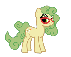 Size: 1300x1052 | Tagged: safe, artist:kiwiscribbles, oc, oc only, oc:kiwi scribbles, species:earth pony, species:pony, curly hair, cute, cutie mark, female, glasses, mare, show accurate, simple background, solo, transparent background