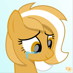 Size: 3208x3208 | Tagged: safe, artist:potato22, oc, oc only, oc:mareota, species:earth pony, species:pony, bust, crying, female, looking down, mare, simple background, smiling, solo, tears of joy