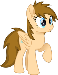 Size: 1435x1859 | Tagged: safe, artist:peahead, oc, oc only, oc:stellar winds, species:pegasus, species:pony, my little pony: the movie (2017), blue eyes, female, mare, movie accurate, raised hoof, simple background, smiling, solo, transparent background, vector