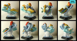 Size: 4696x2479 | Tagged: safe, artist:prodius, character:lightning dust, character:rainbow dash, species:pegasus, species:pony, cloud, commission, duo, female, figurine, flying, irl, mare, photo, sculpey, sculpture, spread wings, traditional art, wings