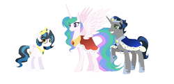 Size: 1619x781 | Tagged: safe, artist:thepegasisterpony, character:king sombra, character:princess celestia, oc, parent:king sombra, parent:princess celestia, parents:celestibra, ship:celestibra, family, female, male, offspring, shipping, simple background, straight, transparent background