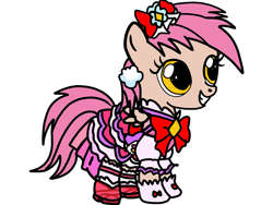 Size: 4096x3072 | Tagged: safe, artist:omegaridersangou, character:patch (g1), g1, my little pony tales, clothing, cosplay, costume, cure ma chérie, female, g1 to g4, generation leap, hugtto precure, precure, pretty cure, simple background, solo, white background
