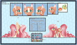 Size: 1600x927 | Tagged: safe, artist:owl-clockwork, base used, oc, oc only, oc:caring heart, parent:big macintosh, parent:fluttershy, parents:fluttermac, species:pegasus, species:pony, coat markings, ear fluff, female, long mane, long tail, offspring, reference sheet, solo, tail feathers