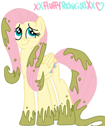 Size: 1024x1229 | Tagged: safe, artist:xxfluffypachirisuxx, character:fluttershy, species:pony, female, mud, simple background, solo, transparent background
