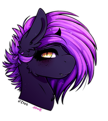 Size: 2260x2540 | Tagged: safe, artist:aaa-its-spook, artist:php128, oc, oc only, oc:spook, species:demon pony, collaboration, demon, fangs, female, horn, looking at you, purple mane, simple background, solo, transparent background