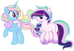 Size: 2664x1856 | Tagged: safe, artist:angelamusic13, oc, oc only, parent:princess celestia, parent:rainbow dash, parent:twilight sparkle, parents:dashlestia, parents:twilestia, species:alicorn, species:earth pony, species:pony, female, magical lesbian spawn, mare, offspring, simple background, transparent background, two toned wings