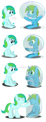 Size: 2400x6400 | Tagged: safe, artist:bladedragoon7575, oc, oc only, oc:balance blade, oc:delphina depths, species:pony, boop, bubble, bubble on head, in bubble, simple background, soap bubble, transparent background