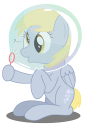 Size: 1700x2500 | Tagged: safe, artist:bladedragoon7575, character:derpy hooves, species:pegasus, species:pony, bubble, bubble on head, how, i just don't know what went wrong, question mark, simple background, transparent background