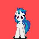 Size: 132x132 | Tagged: safe, artist:herooftime1000, character:dj pon-3, character:vinyl scratch, species:pony, animated, female, hopping, octavia in the underworld's cello, pixel art, red background, simple background