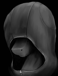 Size: 800x1036 | Tagged: safe, artist:thatonegib, species:pony, black and white, black background, bust, clothing, coat, crossover, grayscale, hood, kingdom hearts, monochrome, no eyes, organization xiii, paint tool sai, paint tool sai 2, ponified, portrait, simple background, solo, zipper