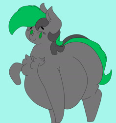 Size: 2100x2211 | Tagged: safe, artist:somefrigginnerd, artist:varah, oc, oc:varah bubble, species:pony, belly, big belly, chest fluff, fat, female, large belly, large butt, mare, missing cutie mark, raised hoof, simple background, solo