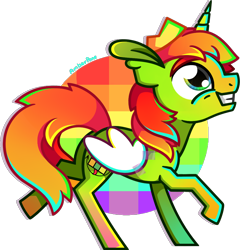 Size: 1140x1186 | Tagged: safe, artist:amberpone, oc, oc only, oc:citrus, oc:citrus papyrus, species:pony, species:unicorn, blue eyes, colorful, contest prize, crown, cutie mark, digital art, eyebrows, fullbody, green fur, green pony, happy, horn, jewelry, lighting, lineart, looking up, male, mane, orange hair, original character do not steal, paint tool sai, rainbow, red hair, regalia, shading, simple background, smiling, stallion, transparent background, trotting