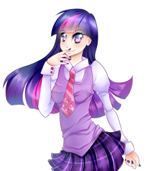Size: 1757x1957 | Tagged: safe, artist:twigileia, character:twilight sparkle, species:human, female, humanized, looking at you, nail polish, simple background, solo, transparent background