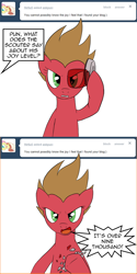 Size: 602x1202 | Tagged: safe, artist:loceri, oc, oc:pun, species:earth pony, species:pony, ask pun, ask, dragon ball z, female, mare, over 9000, solo
