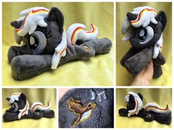 Size: 1600x1200 | Tagged: safe, artist:equinepalette, oc, oc only, oc:velvet remedy, species:pony, species:unicorn, fallout equestria, beanie (plushie), hand, irl, photo, plushie, prone, solo