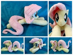 Size: 1600x1200 | Tagged: safe, artist:equinepalette, character:fluttershy, species:pegasus, species:pony, beanie (plushie), female, hand, irl, mare, photo, plushie, prone, solo