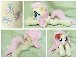 Size: 1600x1200 | Tagged: safe, artist:equinepalette, character:fluttershy, species:pegasus, species:pony, beanie (plushie), female, irl, mare, photo, plushie, prone, solo