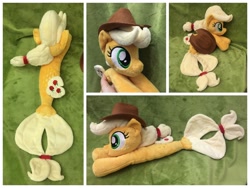 Size: 1280x960 | Tagged: safe, artist:equinepalette, character:applejack, species:pony, species:seapony (g4), applejack's hat, beanie (plushie), clothing, cowboy hat, female, hat, irl, photo, plushie, prone, seaponified, seapony applejack, solo, species swap