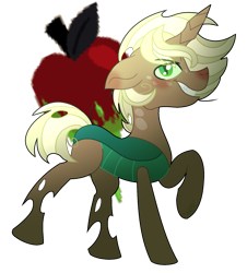 Size: 1476x1632 | Tagged: safe, artist:leanne264, oc, oc only, oc:rotting core, parent:mean applejack, parent:queen chrysalis, parents:chrysajack, species:changepony, magical lesbian spawn, offspring, simple background, solo, transparent background