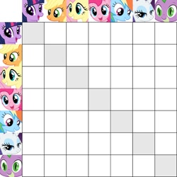 Size: 894x894 | Tagged: safe, artist:ponylover88, character:applejack, character:fluttershy, character:pinkie pie, character:rainbow dash, character:rarity, character:spike, character:twilight sparkle, adoptable, female, grid, male, mane seven, mane six