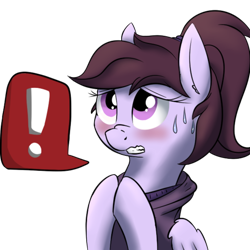 Size: 512x512 | Tagged: safe, artist:lux, oc, oc only, oc:pillow case, species:pegasus, species:pony, ask-pillowcase, bust, exclamation point, female, icon, mare, pictogram, simple background, transparent background, tumblr, tumblr blog, tumblr comic