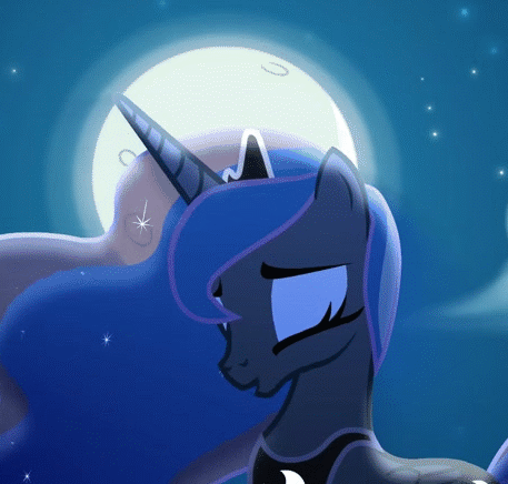 Size: 457x436 | Tagged: dead source, safe, artist:anima-dos, artist:duo cartoonist, artist:lionheartcartoon, character:princess luna, species:alicorn, species:pony, animated, beautiful, children of the night, cropped, cute, female, lunabetes, mare, moon, night, singing, solo, wings