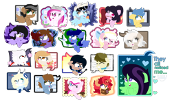 Size: 3100x1844 | Tagged: safe, artist:bubbly-storm, oc, oc only, book, heart, heart eyes, lots of characters, many many pony, meme, simple background, starry eyes, transparent background, wingding eyes