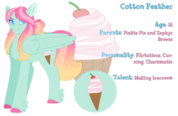 Size: 1584x1040 | Tagged: safe, artist:clay-bae, oc, oc only, oc:cotton feather, parent:pinkie pie, parent:zephyr breeze, parents:zephyrpie, species:pegasus, species:pony, colored hooves, cutie mark background, feathered fetlocks, female, gradient hair, mare, offspring, simple background, solo, transparent background