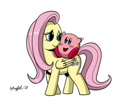 Size: 1024x862 | Tagged: safe, artist:cartoon-eric, character:fluttershy, crossover, cute, fluttermom, kirby, kirby (character), nintendo