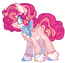 Size: 563x545 | Tagged: safe, artist:owl-clockwork, base used, character:pinkie pie, alternate design, bow, chest fluff, colored hooves, female, fluffy, missing cutie mark, simple background, solo, transparent background, unshorn fetlocks