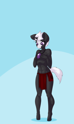 Size: 1500x2500 | Tagged: safe, artist:limebreaker, part of a set, oc, oc:s.leech, species:anthro, species:pony, species:unguligrade anthro, species:unicorn, amulet, clothing, girly, jewelry, loincloth, male, male to futa, partial nudity, topless, transformation