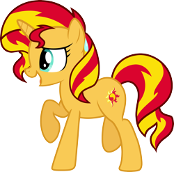 Size: 4000x3959 | Tagged: safe, artist:pilot231, character:sunset shimmer, species:pony, species:unicorn, backing away, female, mare, simple background, solo, transparent background, vector