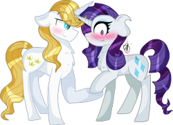 Size: 1914x1387 | Tagged: safe, artist:thepegasisterpony, character:prince blueblood, character:rarity, ship:rariblood, alternate cutie mark, alternate design, blushing, female, headcanon, male, shipping, signature, simple background, straight, theory, transparent background