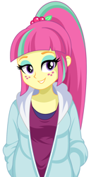 Size: 684x1328 | Tagged: safe, artist:rosemile mulberry, character:sour sweet, my little pony:equestria girls, bedroom eyes, clothing, cute, female, freckles, simple background, smiling, solo, white background