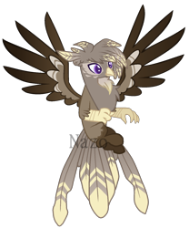 Size: 1296x1560 | Tagged: safe, artist:owl-clockwork, base used, oc, oc only, oc:hawk, parent:dumbbell, parent:gilda, parents:gildabell, species:classical hippogriff, species:hippogriff, hybrid, interspecies offspring, male, obtrusive watermark, offspring, simple background, spread wings, transparent background, watermark, wings