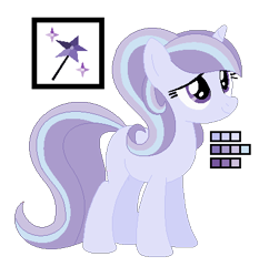 Size: 415x429 | Tagged: safe, artist:awoomarblesoda, oc, oc:starlit sensation, parent:starlight glimmer, parent:trixie, parents:startrix, species:pony, species:unicorn, female, magical lesbian spawn, mare, offspring, reference sheet, simple background, solo, transparent background
