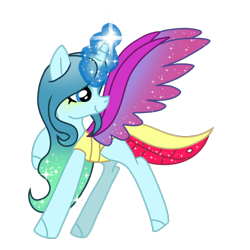 Size: 768x768 | Tagged: safe, artist:awoomarblesoda, character:queen chrysalis, species:reformed changeling, ethereal mane, female, galaxy mane, glowing horn, magic, magic aura, purified chrysalis, simple background, solo, starry wings, transparent background