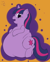 Size: 1046x1280 | Tagged: safe, artist:watertimdragon, character:twilight sparkle, belly, expansion, fat, obese, spell, twilard sparkle, weight gain, whoops
