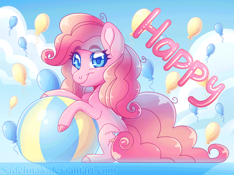 Size: 800x600 | Tagged: safe, artist:sadelinav, character:pinkie pie, species:pony, animated, beach ball, clothing, female, gif, halloween, happy, hat, holiday, jack-o-lantern, pumpkin, solo, tongue out, witch hat