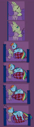 Size: 1637x6066 | Tagged: safe, artist:gor1ck, character:fluttershy, character:rainbow dash, species:pegasus, species:pony, ship:flutterdash, bed, behaving like a cat, blushing, blushing profusely, collar, comic, duo, female, lesbian, licking, mare, pet-dash, purring, shipping, tongue out