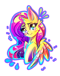 Size: 2893x3633 | Tagged: safe, artist:minamikoboyasy, character:fluttershy, species:pegasus, species:pony, bust, female, head tilt, looking at you, mare, outline, portrait, simple background, smiling, solo, transparent background, wings