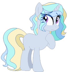 Size: 373x398 | Tagged: safe, artist:thepegasisterpony, oc, oc only, oc:snowsong, parent:princess celestia, parent:rarity, parents:rarilestia, species:pony, species:unicorn, female, magical lesbian spawn, mare, offspring, solo