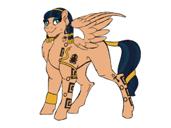 Size: 2732x2048 | Tagged: safe, artist:percy-mcmurphy, oc, oc only, oc:desert skies, parent:somnambula, species:pegasus, species:pony, beauty mark, blank flank, commission, ear fluff, eyeshadow, female, headband, jewelry, magical lesbian spawn, makeup, mare, next generation, offspring, parent:queen cleopatrot, simple background, solo, tattoo, transparent background